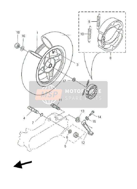 Yamaha EW50N SLIDER 2010 HINTERRAD für ein 2010 Yamaha EW50N SLIDER